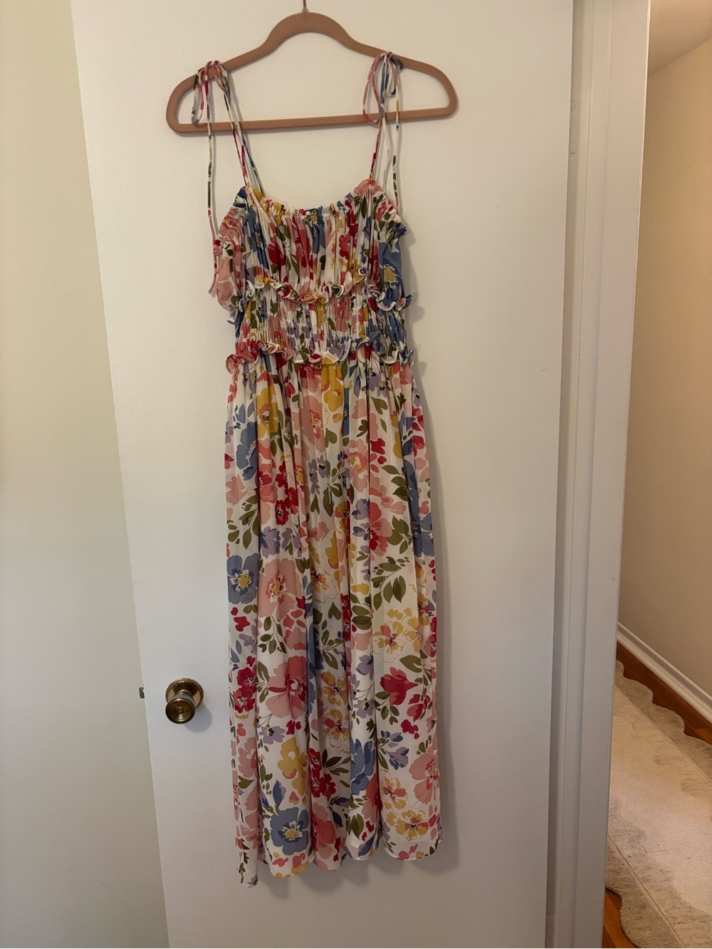 En Saison Floral Tie-Shoulder Maxi Dress in Multicolor
